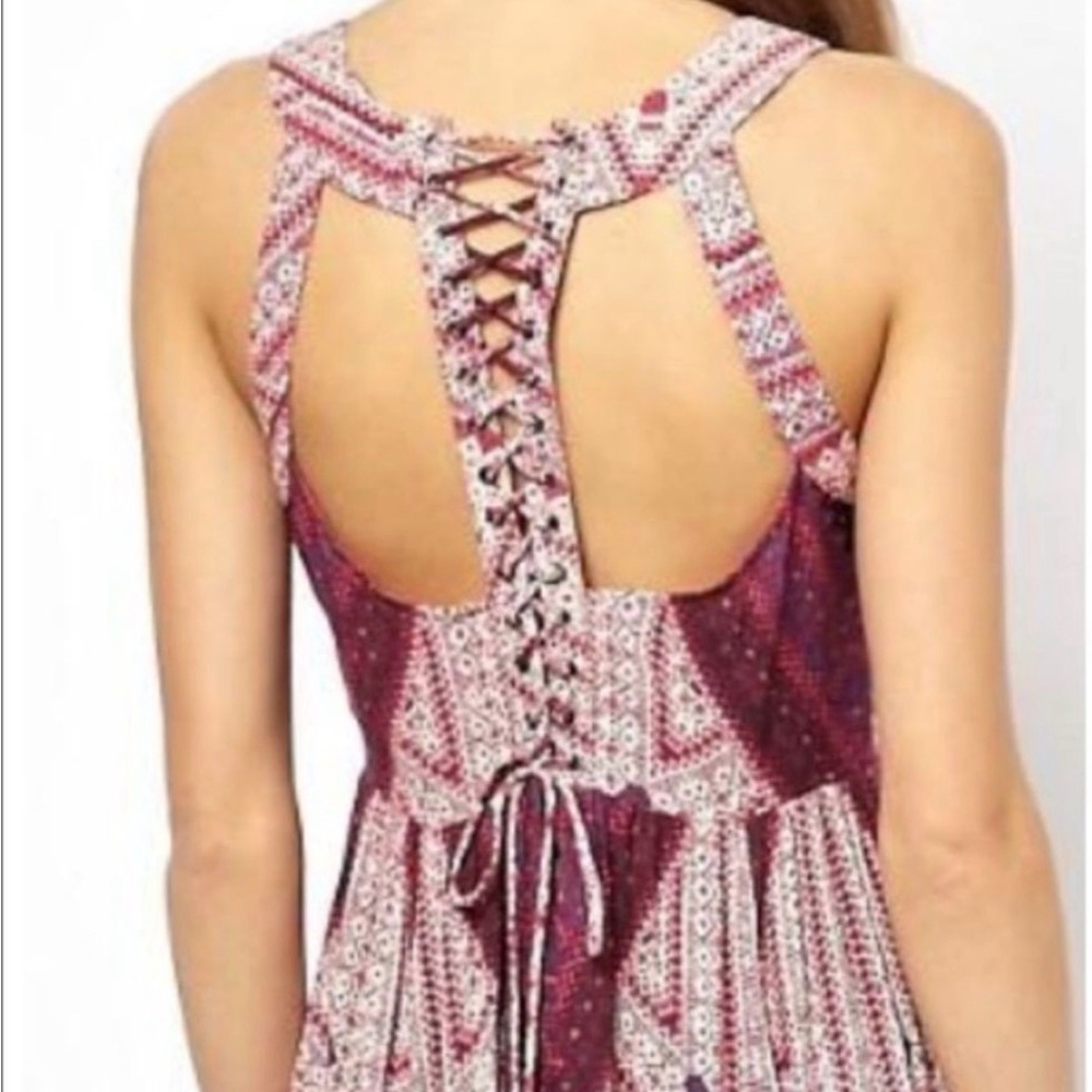 Free People Geometric Tribal Print Lace Up Back Maxi Dress - Picture 4 of 12